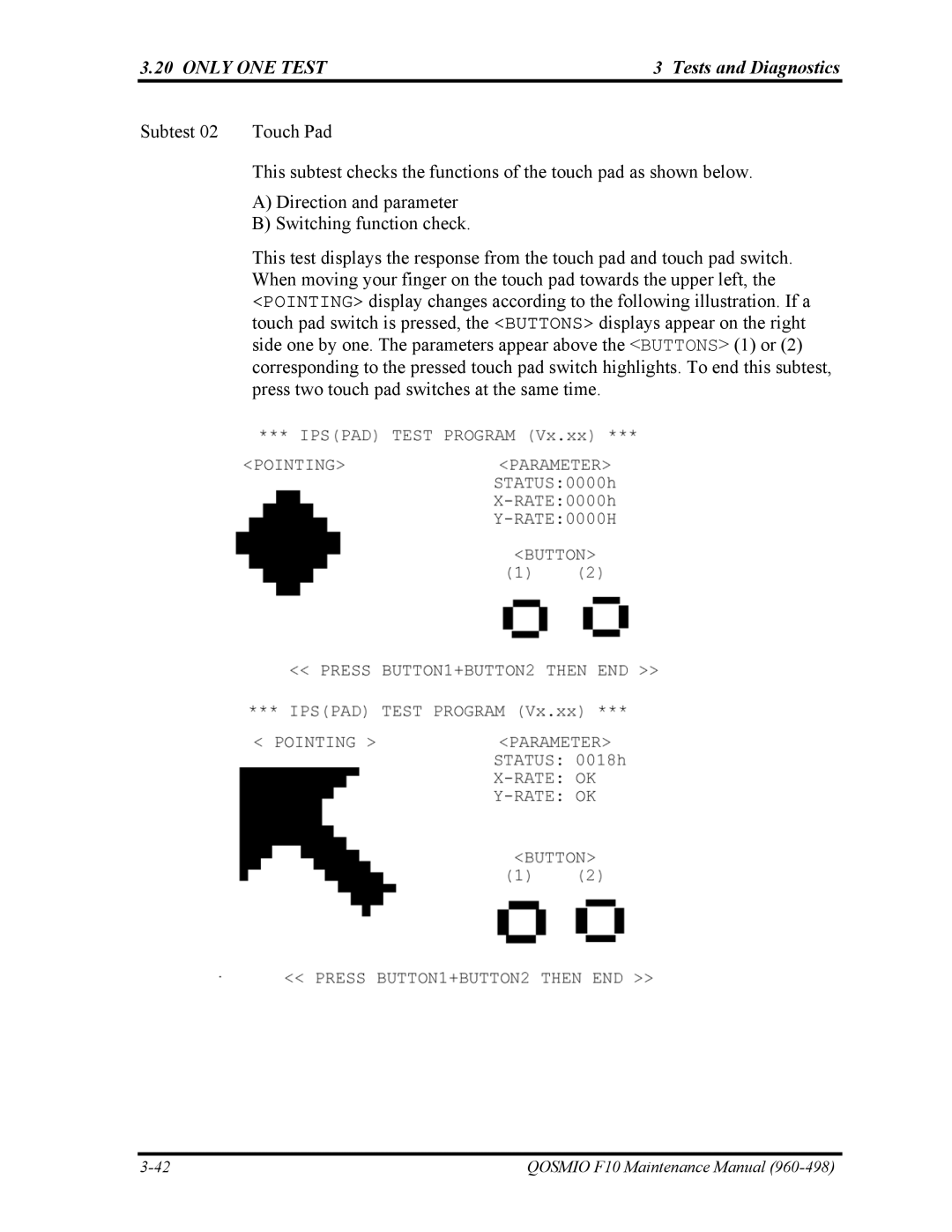 Toshiba 960-498 manual Subtest 02 Touch Pad 