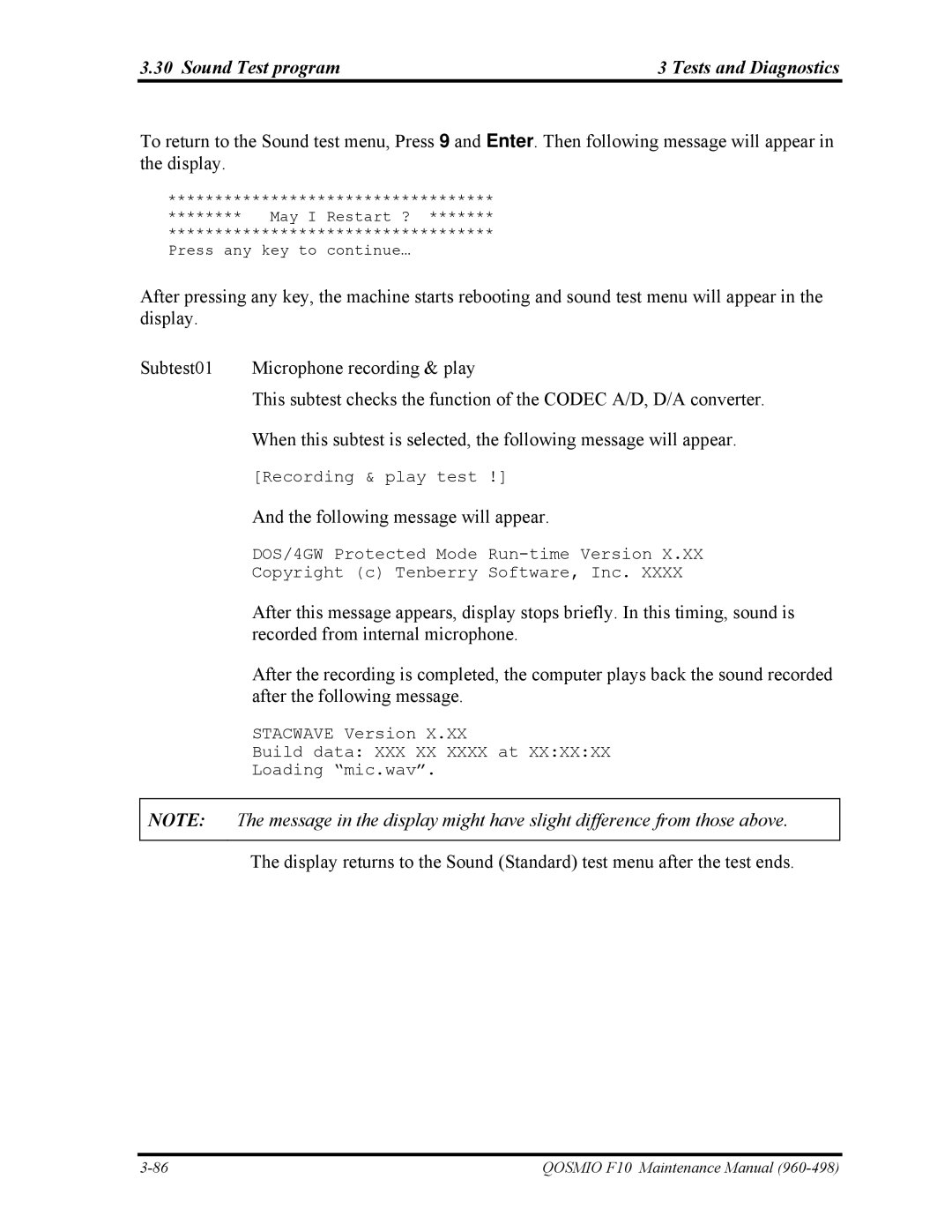 Toshiba 960-498 manual Recorded from internal microphone 