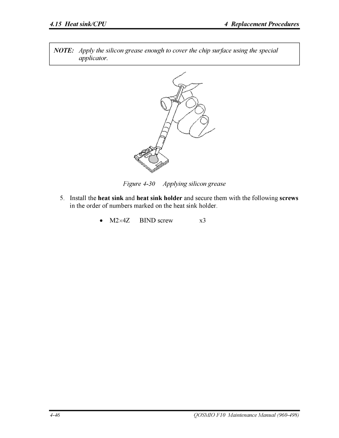 Toshiba 960-498 manual Applying silicon grease 