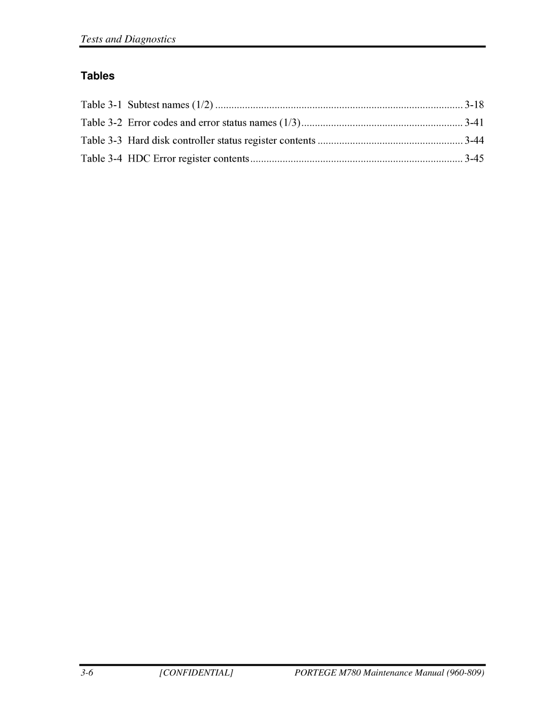 Toshiba 960-809 manual Tables 