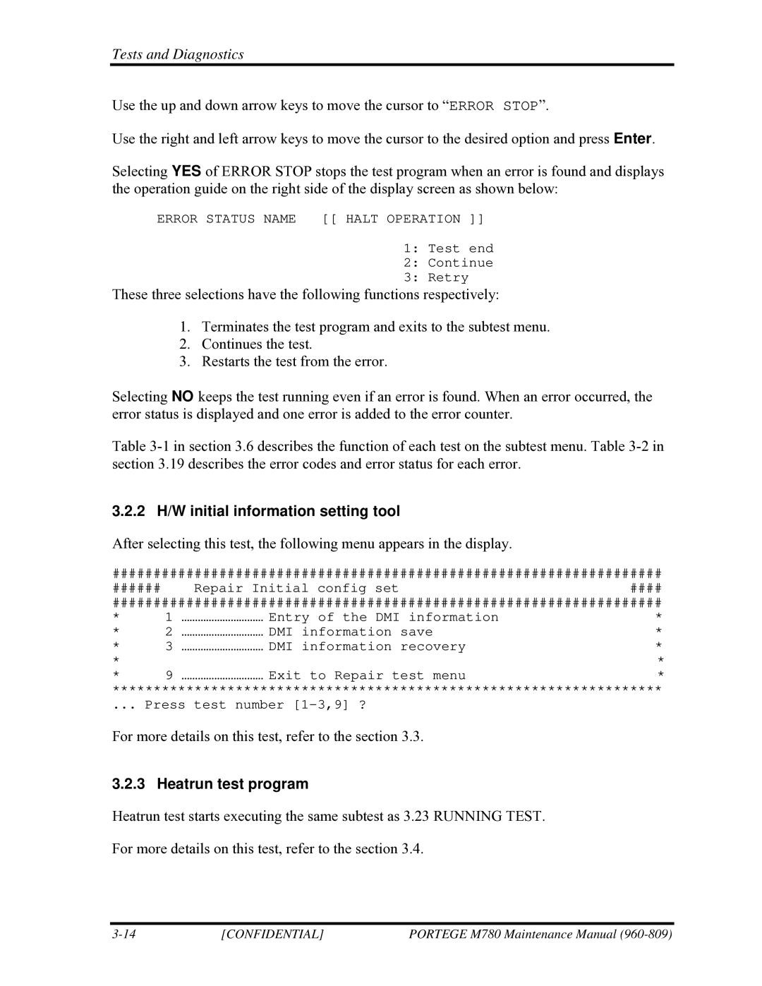 Toshiba 960-809 manual 2 H/W initial information setting tool, Heatrun test program 