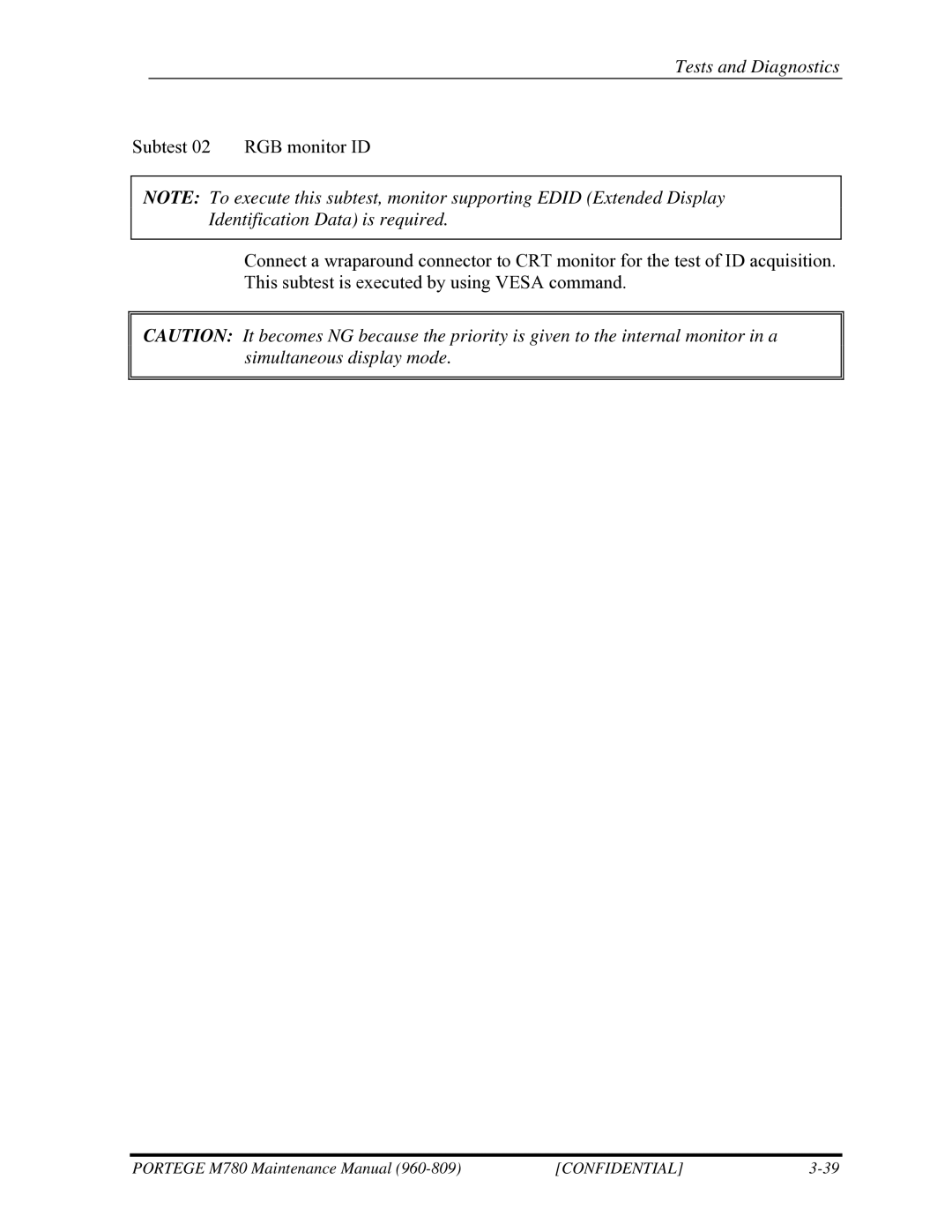 Toshiba 960-809 manual Tests and Diagnostics 