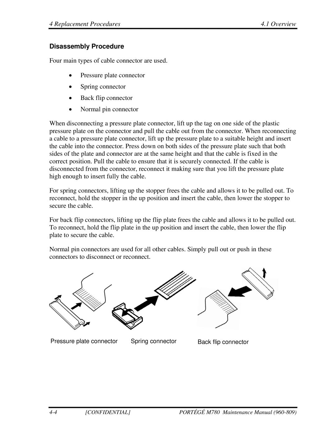 Toshiba 960-809 manual Disassembly Procedure 