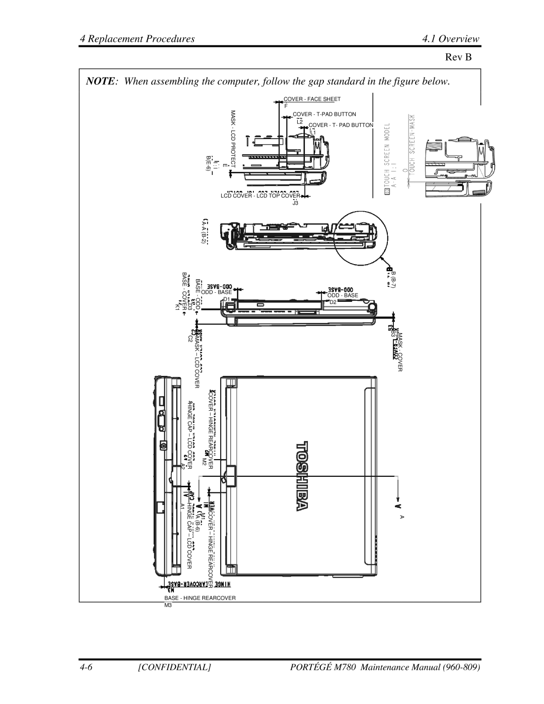 Toshiba 960-809 manual Replacement Procedures Overview Rev B 