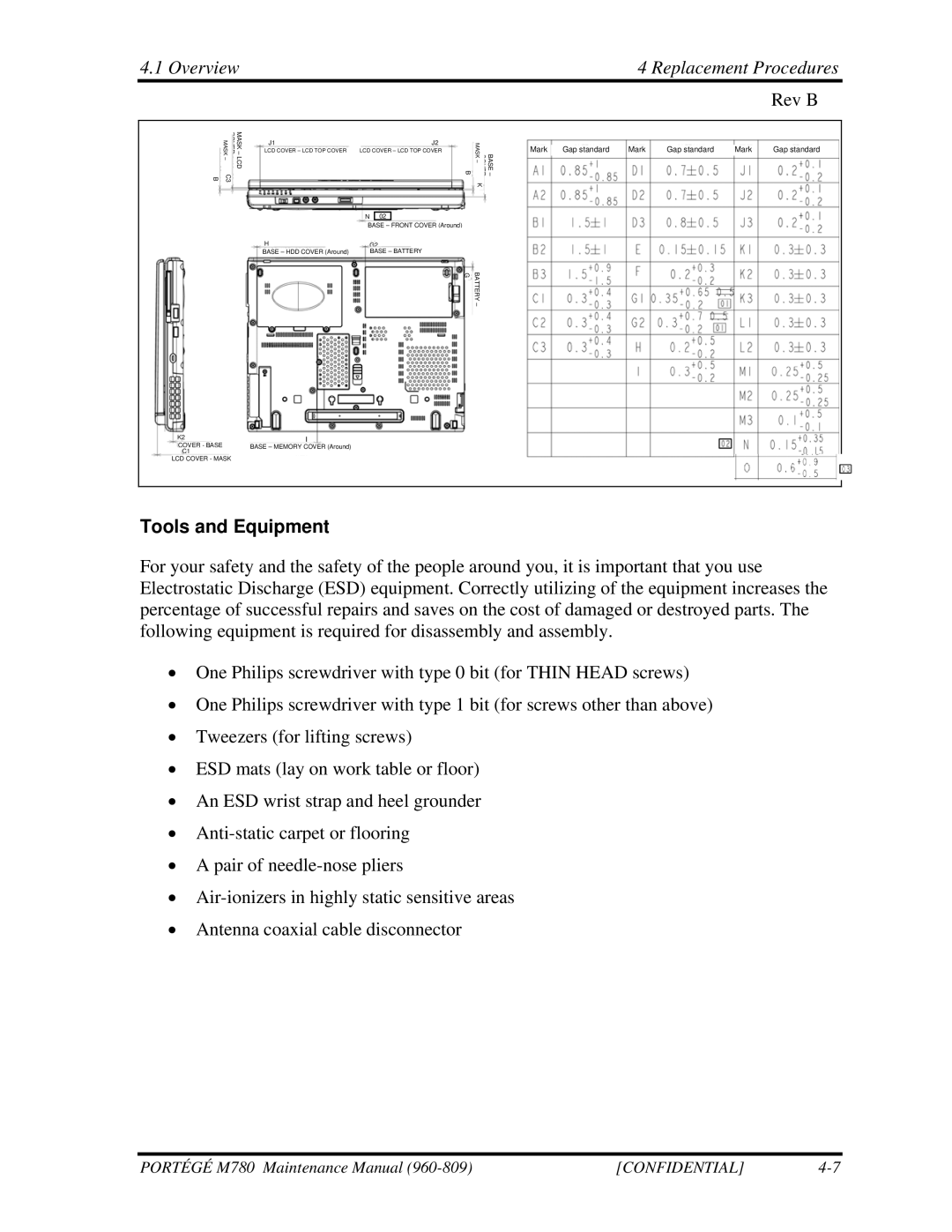 Toshiba 960-809 manual Tools and Equipment 