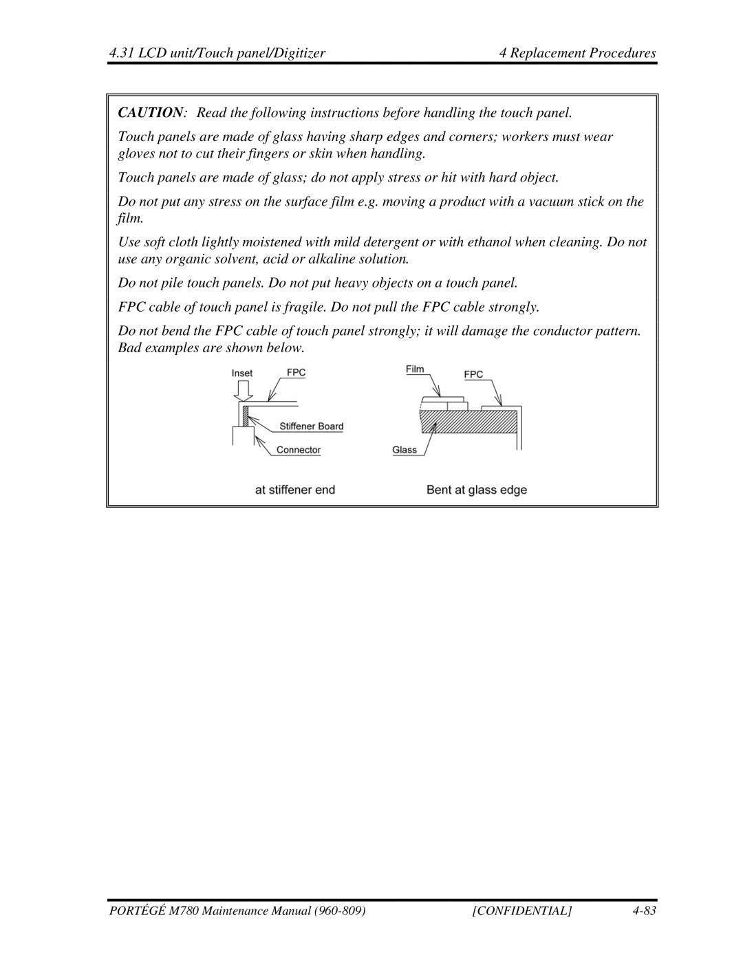 Toshiba 960-809 manual Confidential 