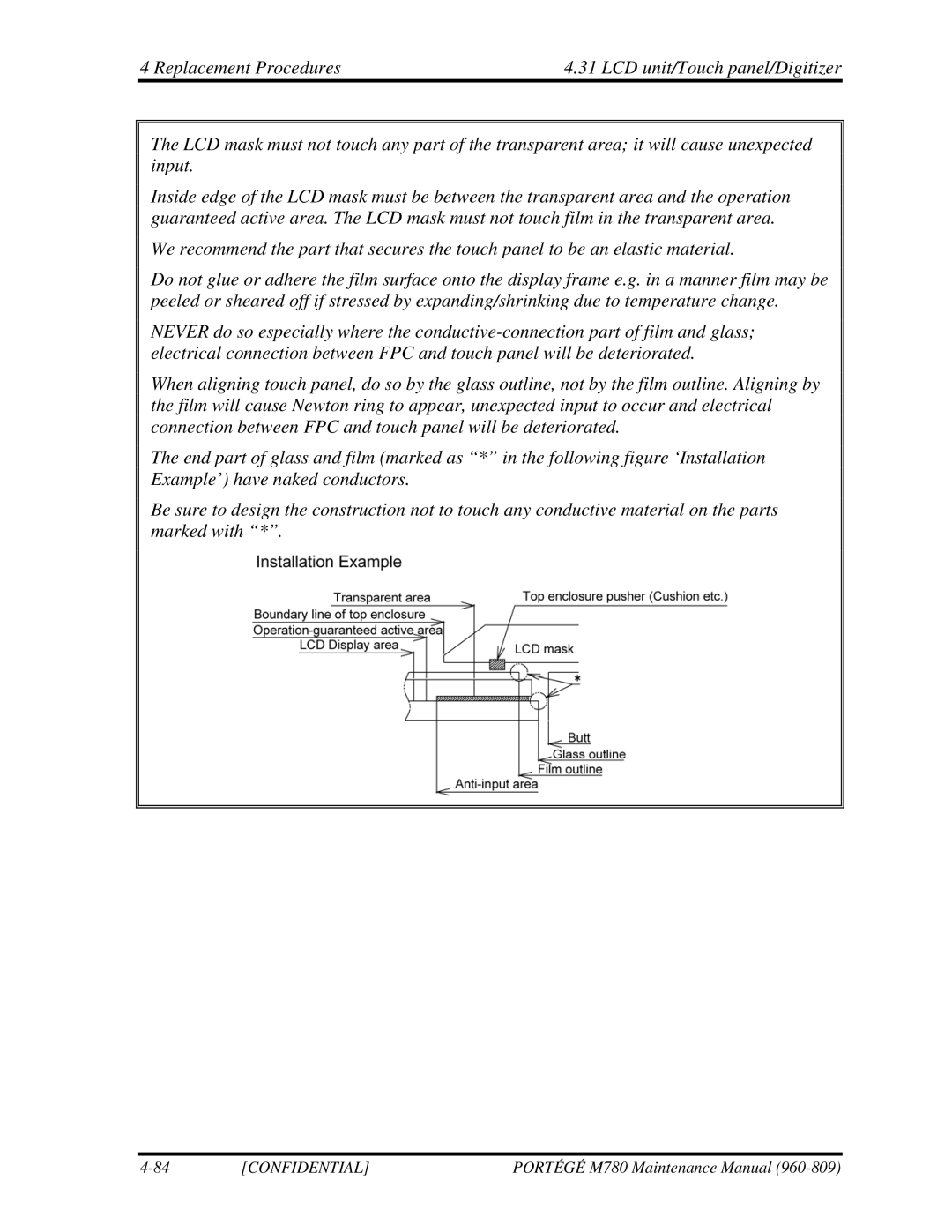 Toshiba 960-809 manual Confidential 