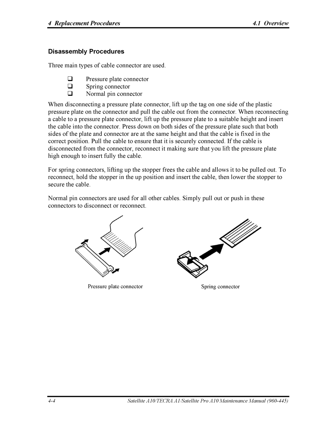 Toshiba A10 manual Disassembly Procedures 