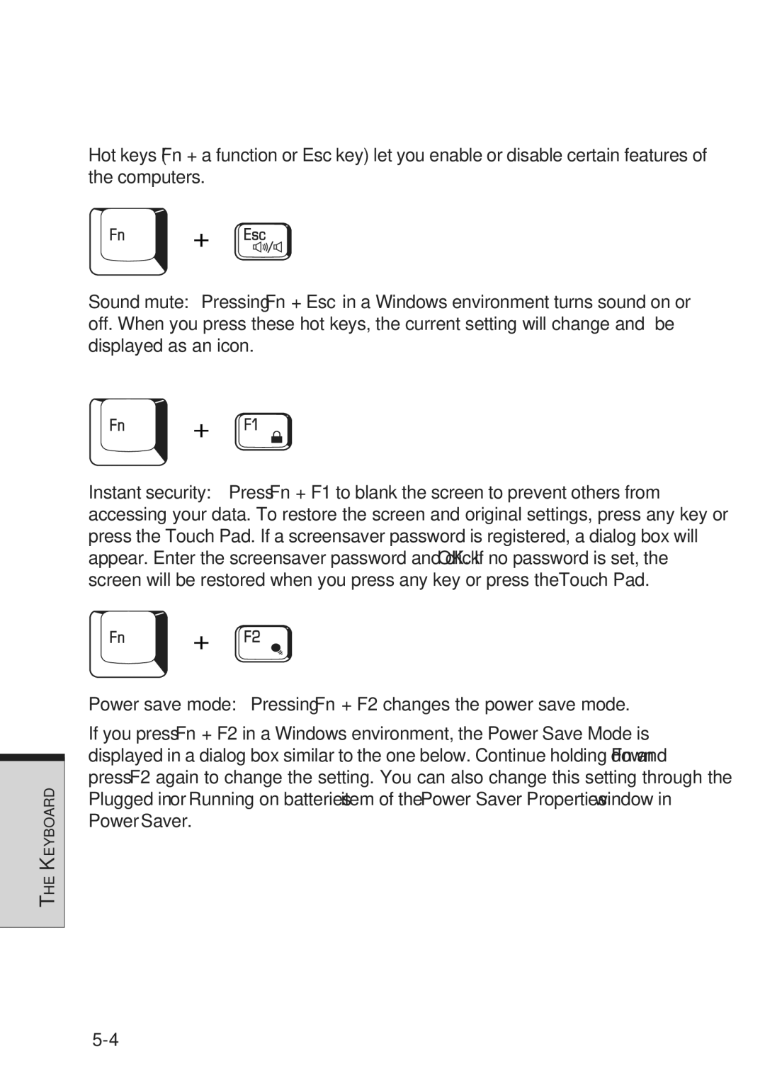 Toshiba A10 Series user manual Hot keys 