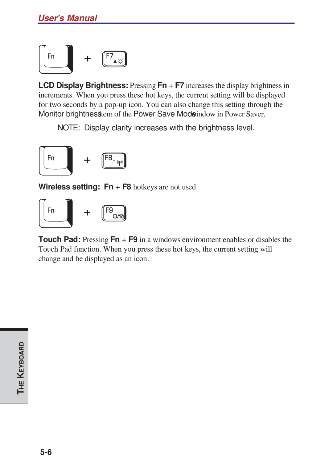 Toshiba A10 Series user manual Wireless setting Fn + F8 hotkeys are not used 