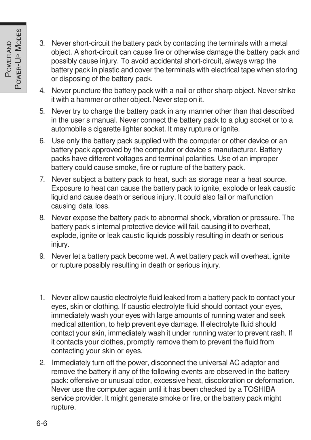 Toshiba A10 Series user manual Modes 