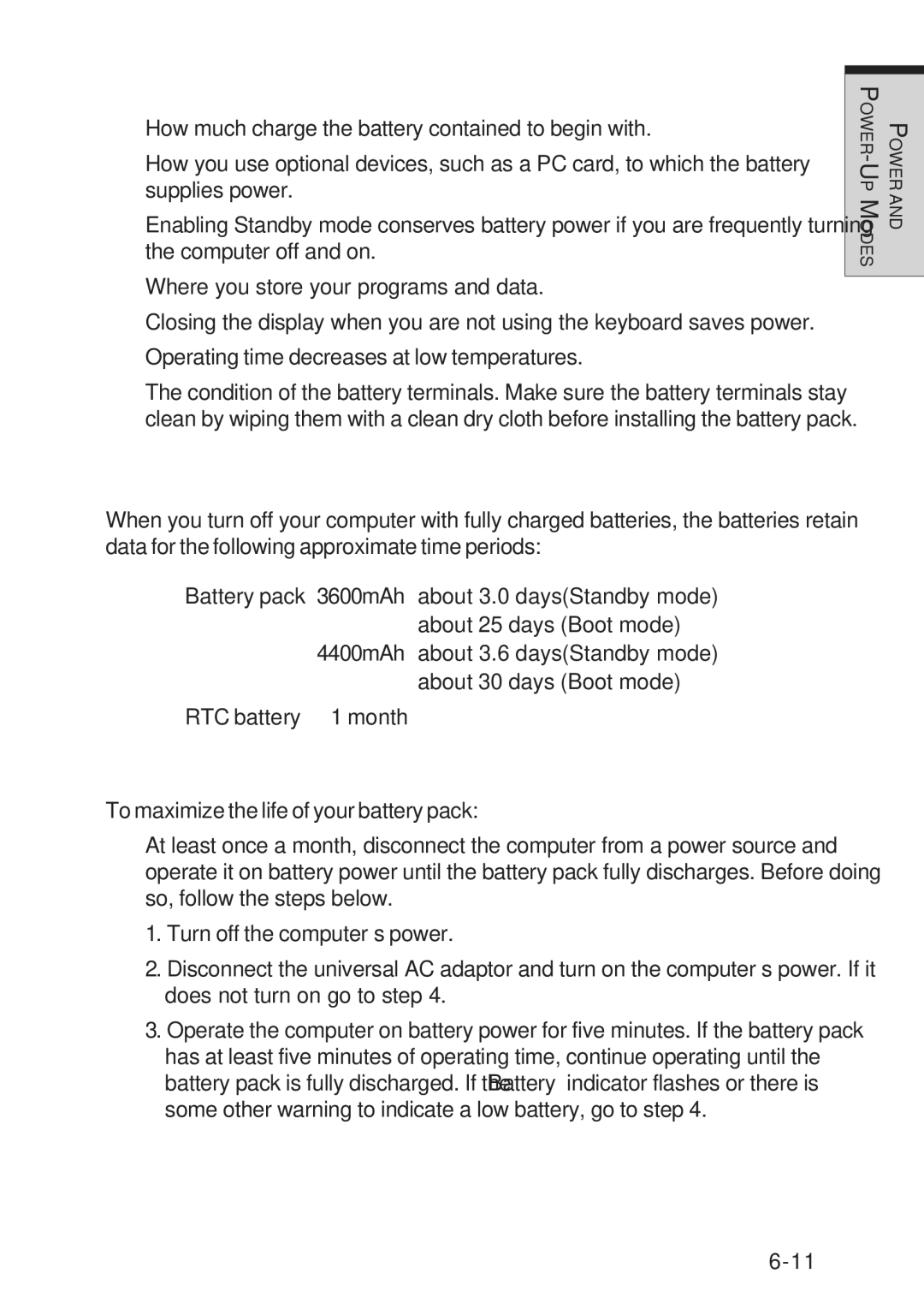 Toshiba A10 Series user manual Retaining data with power off, Extending battery life 