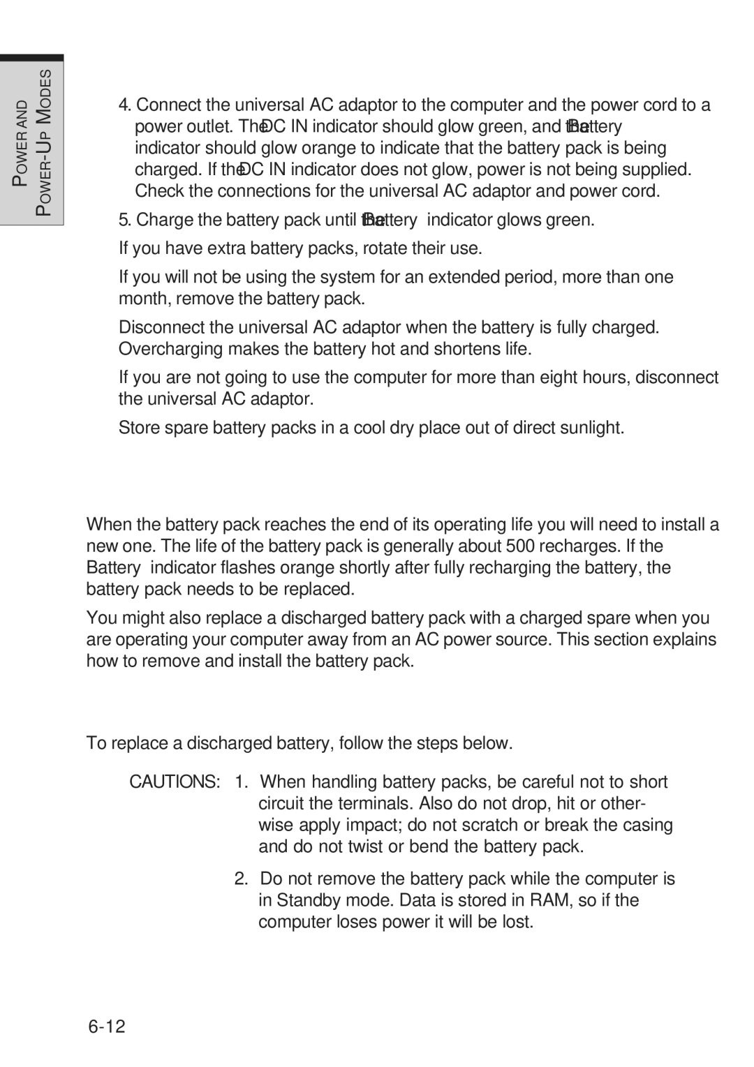 Toshiba A10 Series user manual Replacing the battery pack, Removing the battery pack 