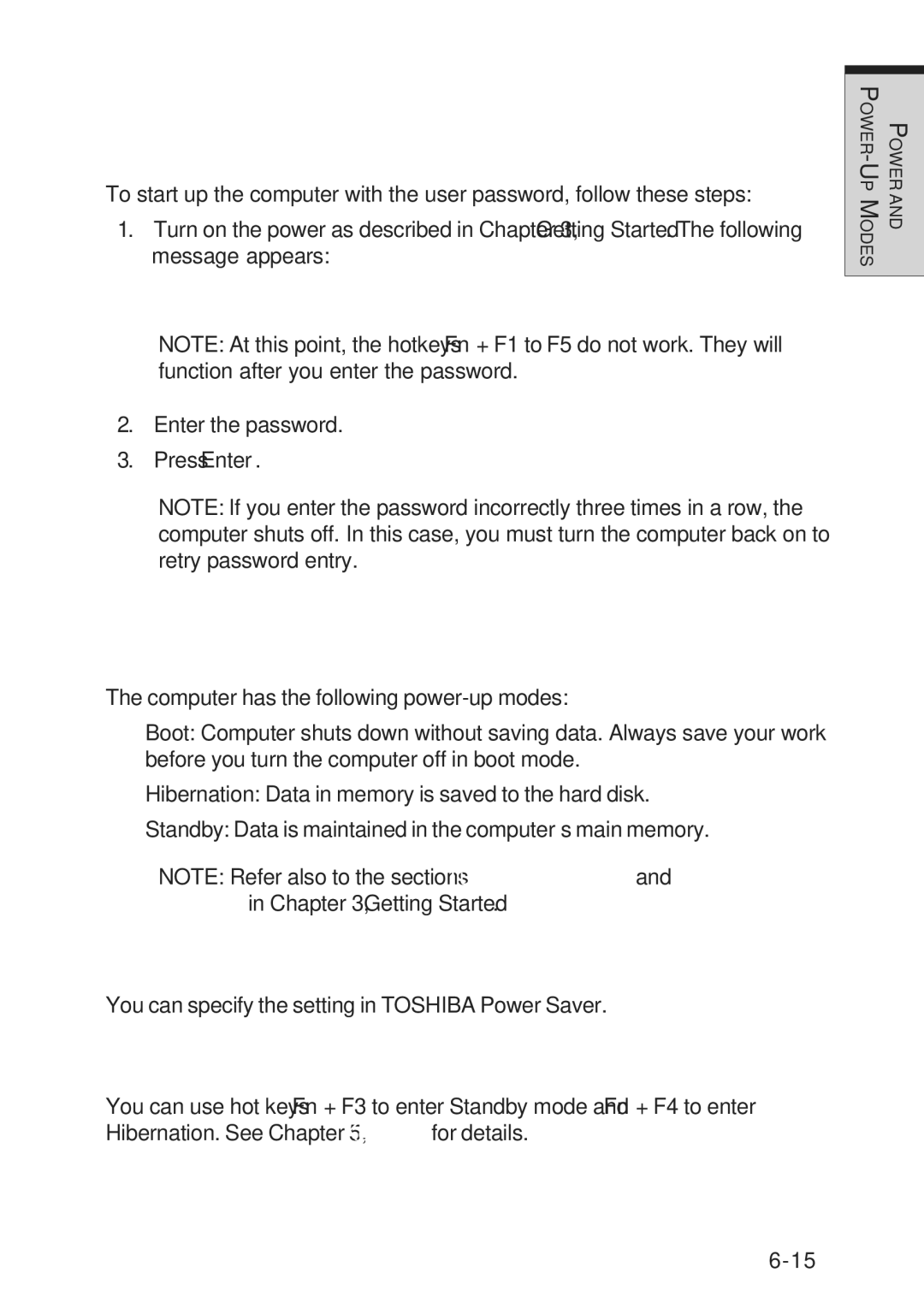 Toshiba A10 Series user manual Starting the computer by password, Power-up modes, Windows utilities 