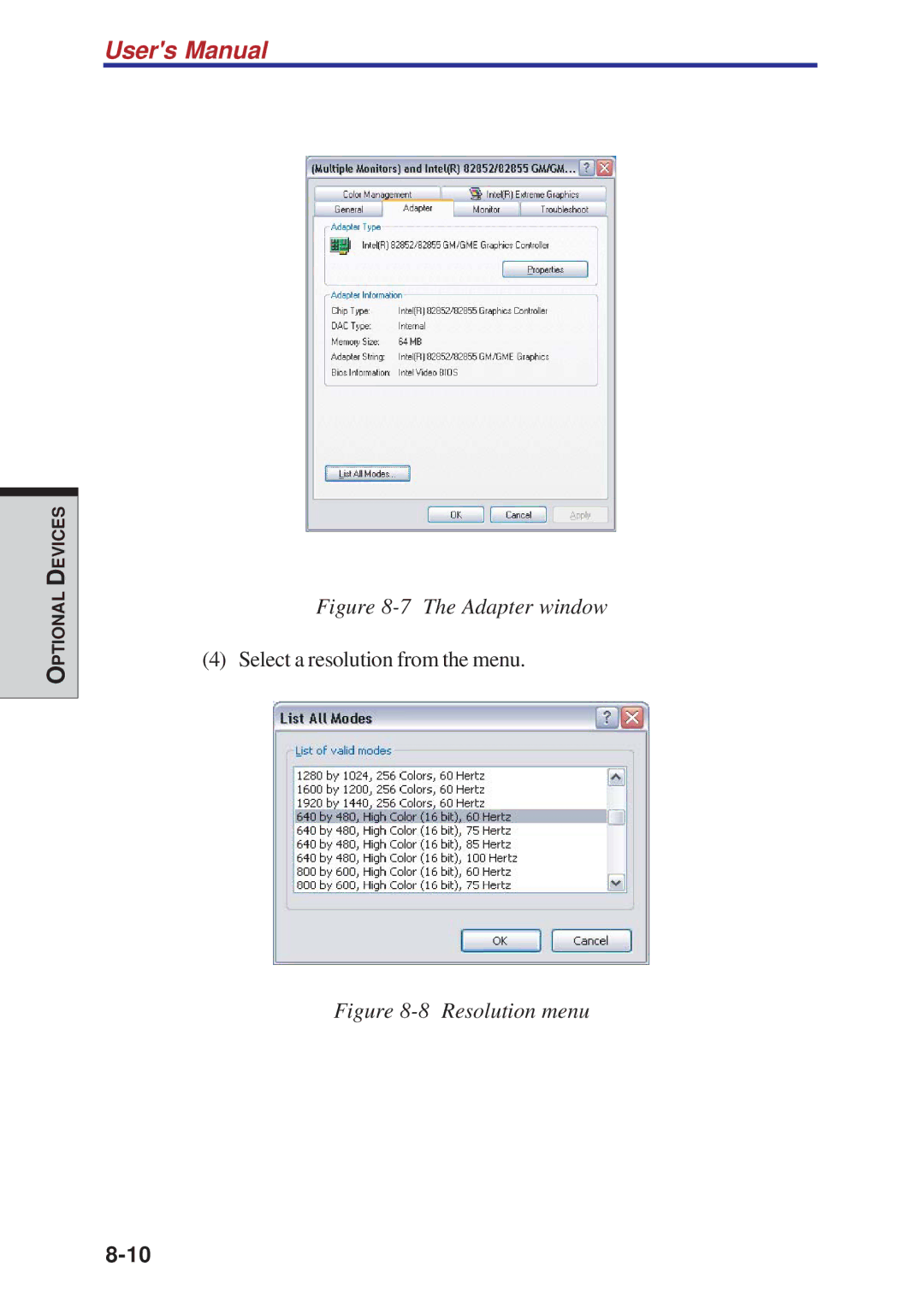 Toshiba A10 Series user manual Adapter window 