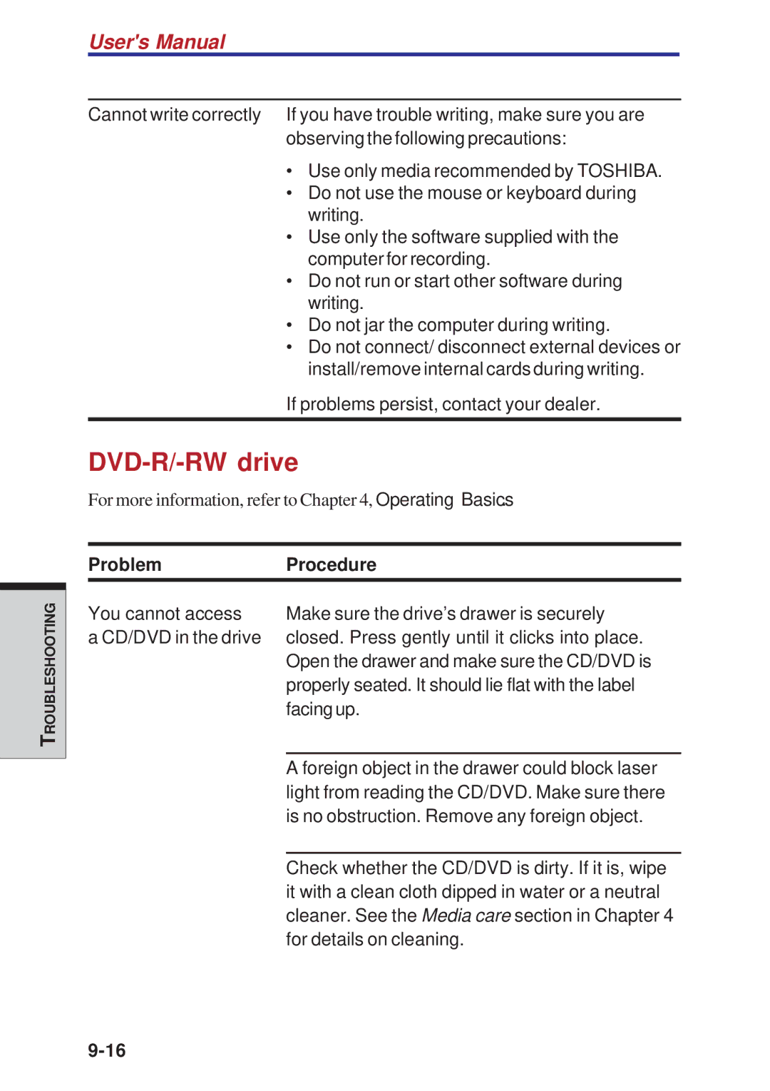 Toshiba A10 Series user manual DVD-R/-RW drive 