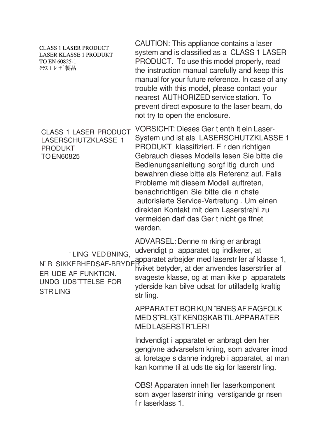 Toshiba A10 Series user manual To EN60825 