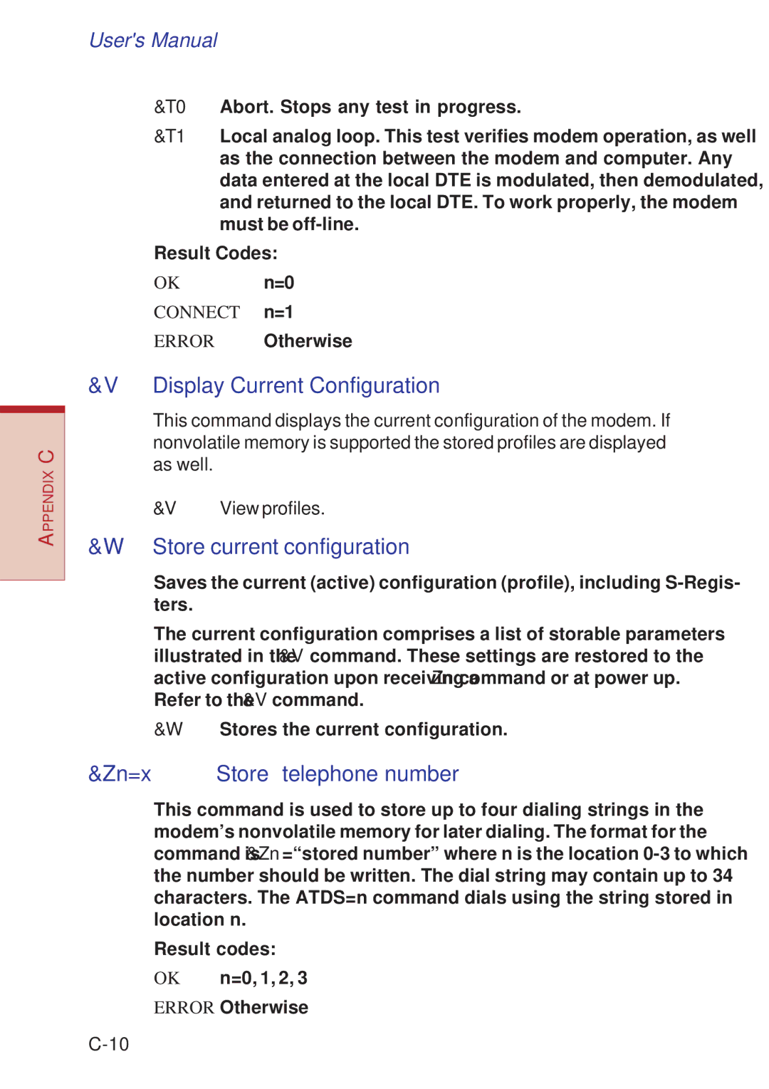 Toshiba A10 Series user manual Display Current Configuration, Store current configuration, Zn=x Store telephone number 