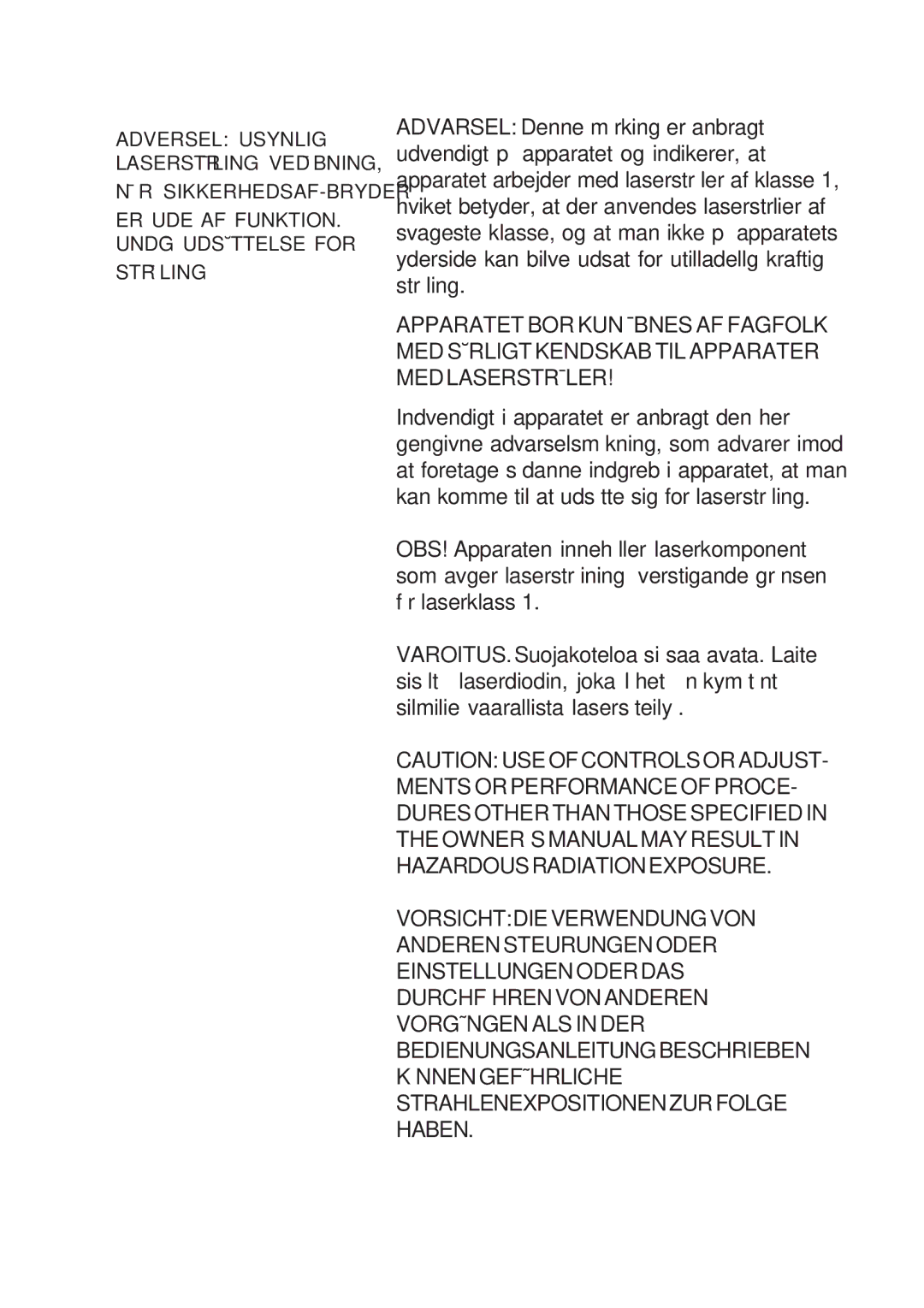 Toshiba A10 Series user manual Stråling 