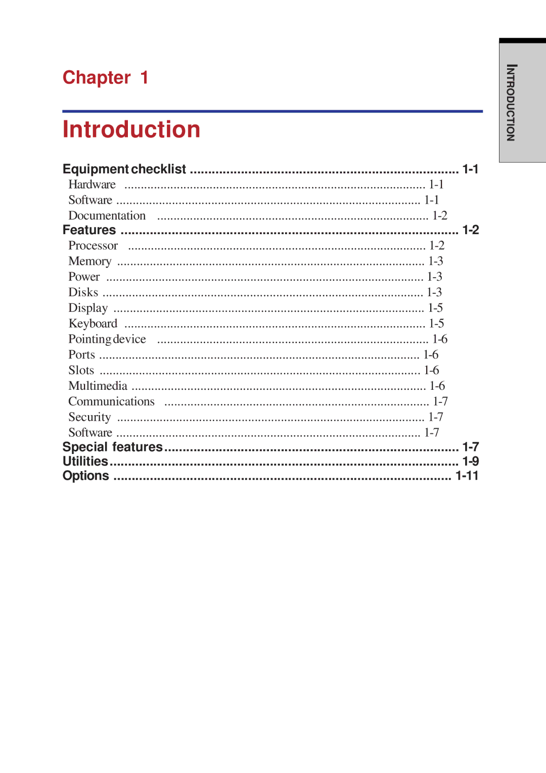 Toshiba A10 Series user manual Introduction, Chapter, Equipment checklist 