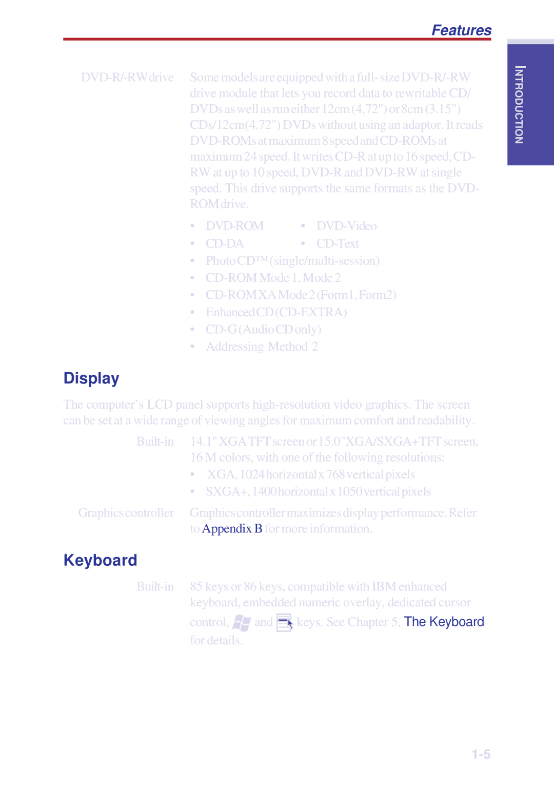 Toshiba A10 Series user manual Display, Keyboard 