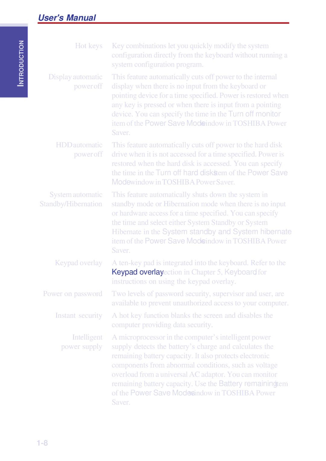 Toshiba A10 Series user manual Hibernate in the System standby and System hibernate 