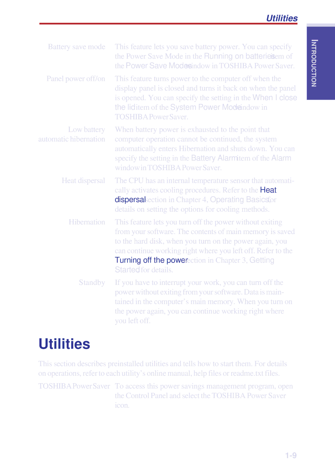 Toshiba A10 Series user manual Utilities 