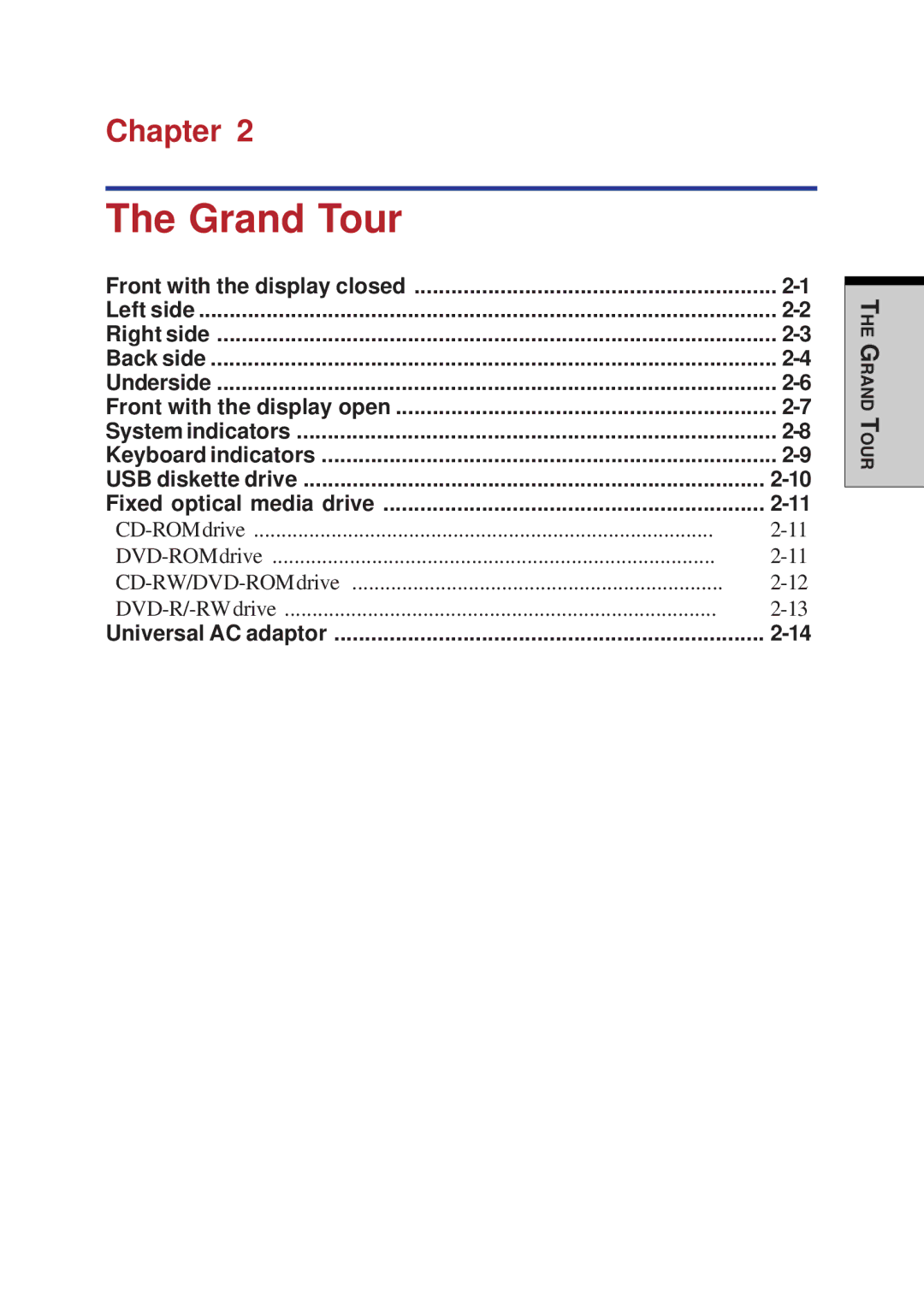 Toshiba A10 Series user manual Grand Tour, Chapter 