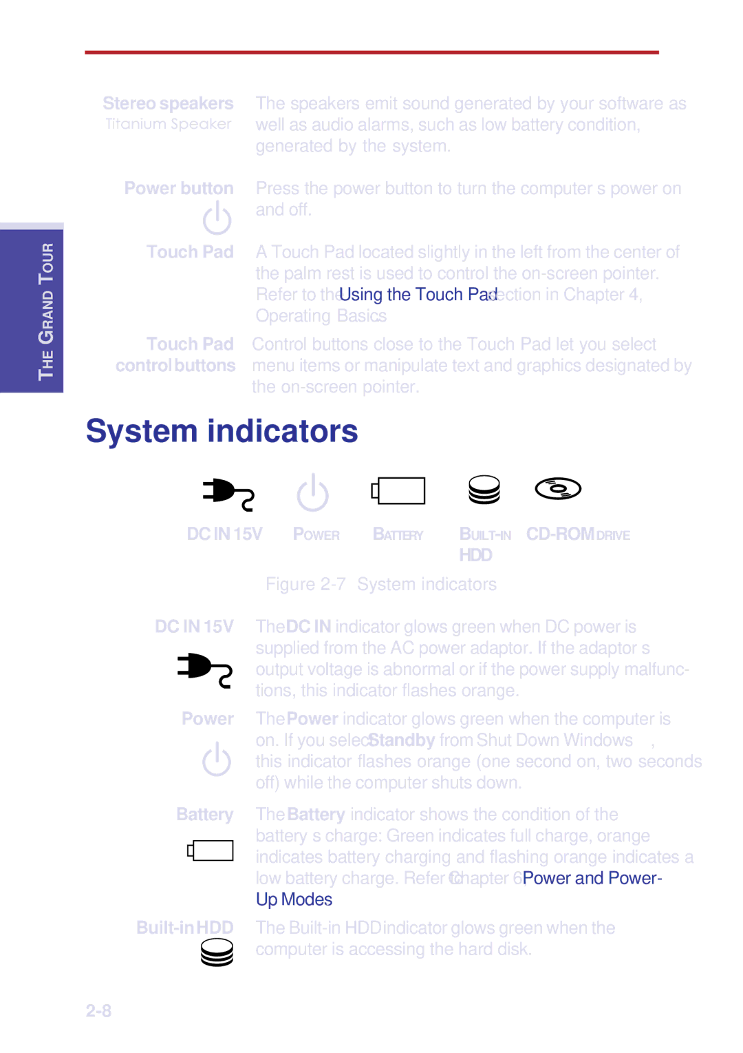 Toshiba A10 Series user manual System indicators, Hdd 