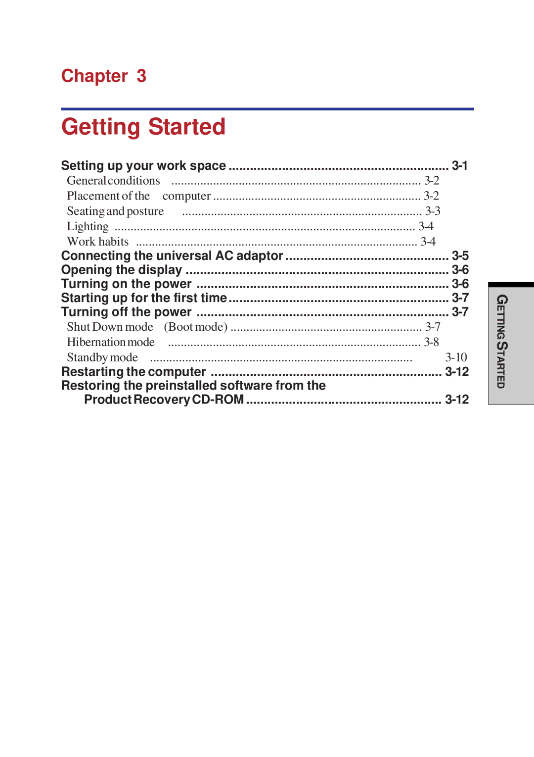 Toshiba A10 Series user manual Getting Started, Chapter 