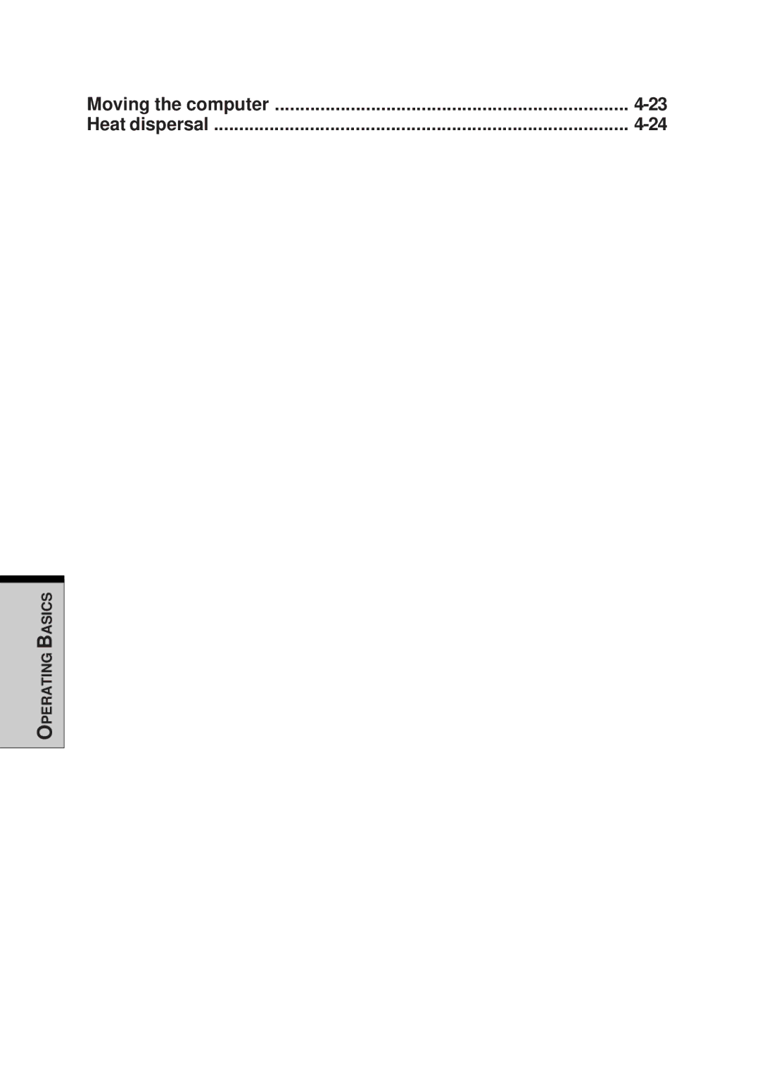 Toshiba A10 Series user manual Moving the computer Heat dispersal 