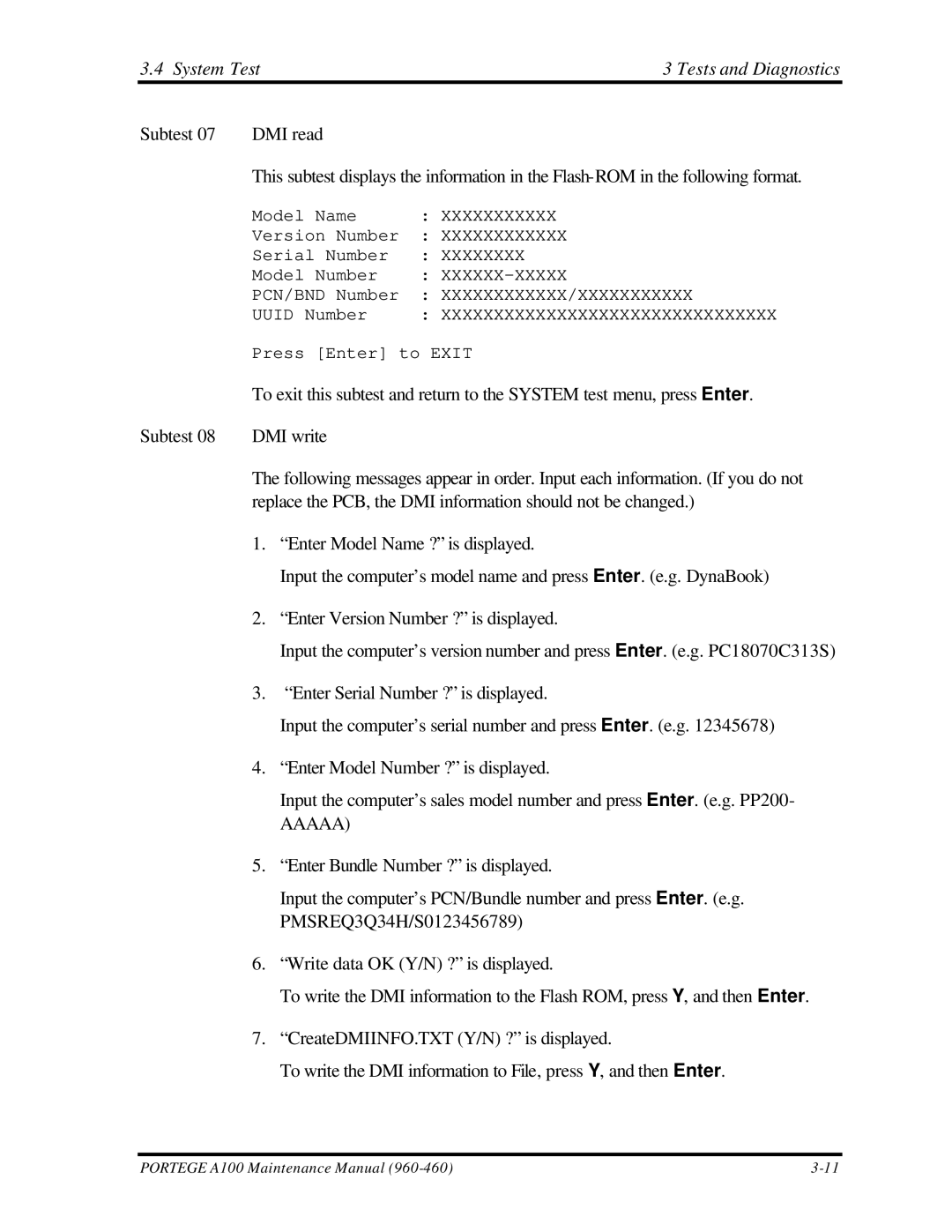 Toshiba A100 manual System Test Tests and Diagnostics, Aaaaa 