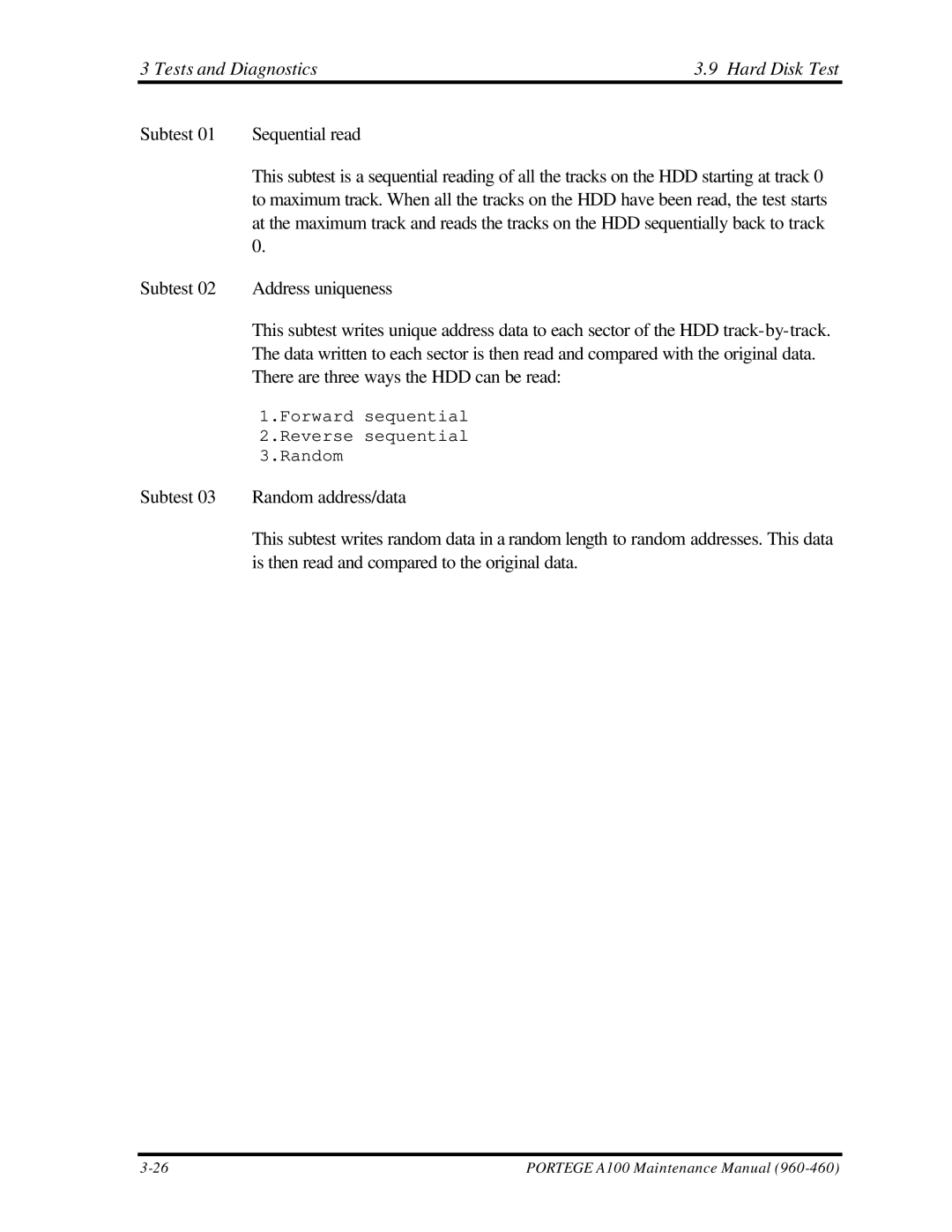 Toshiba A100 manual Forward sequential 2.Reverse sequential 3.Random 