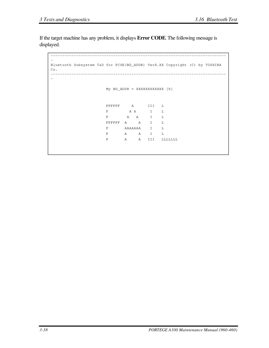 Toshiba A100 manual Tests and Diagnostics3.16 Bluetooth Test 