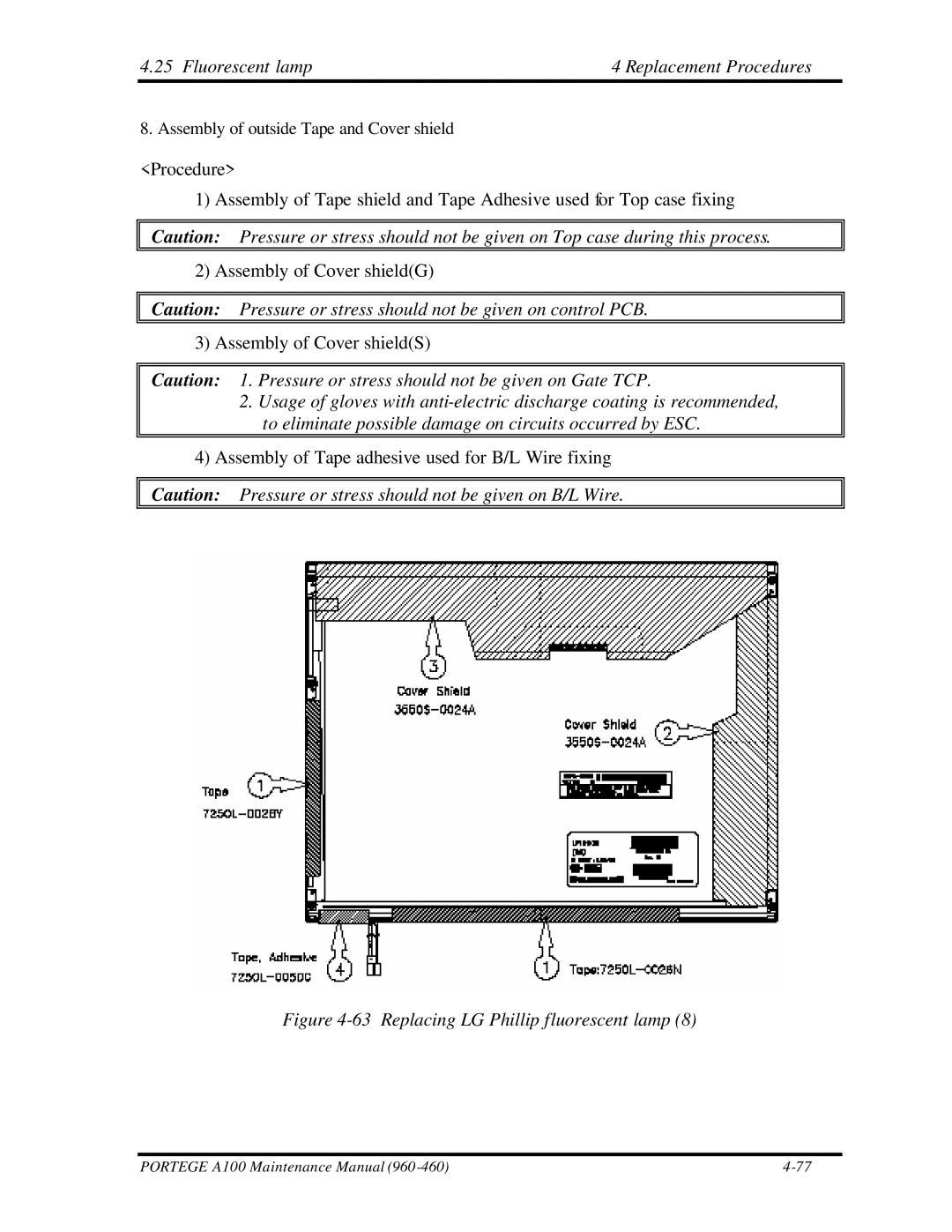 Toshiba A100 manual Replacing LG Phillip fluorescent lamp 