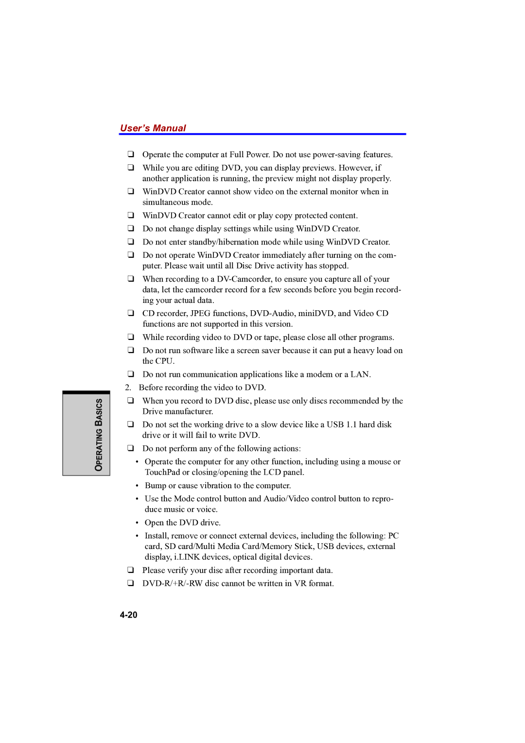 Toshiba A100 user manual User’s Manual 