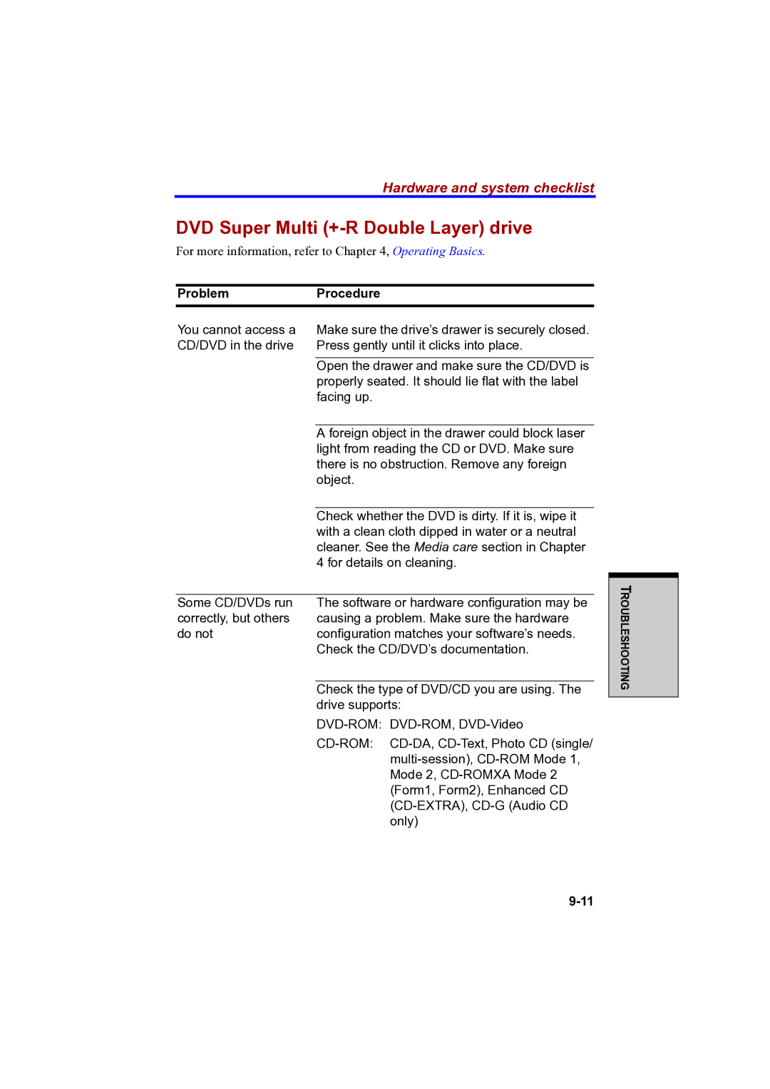 Toshiba A100 user manual DVD Super Multi +-R Double Layer drive 