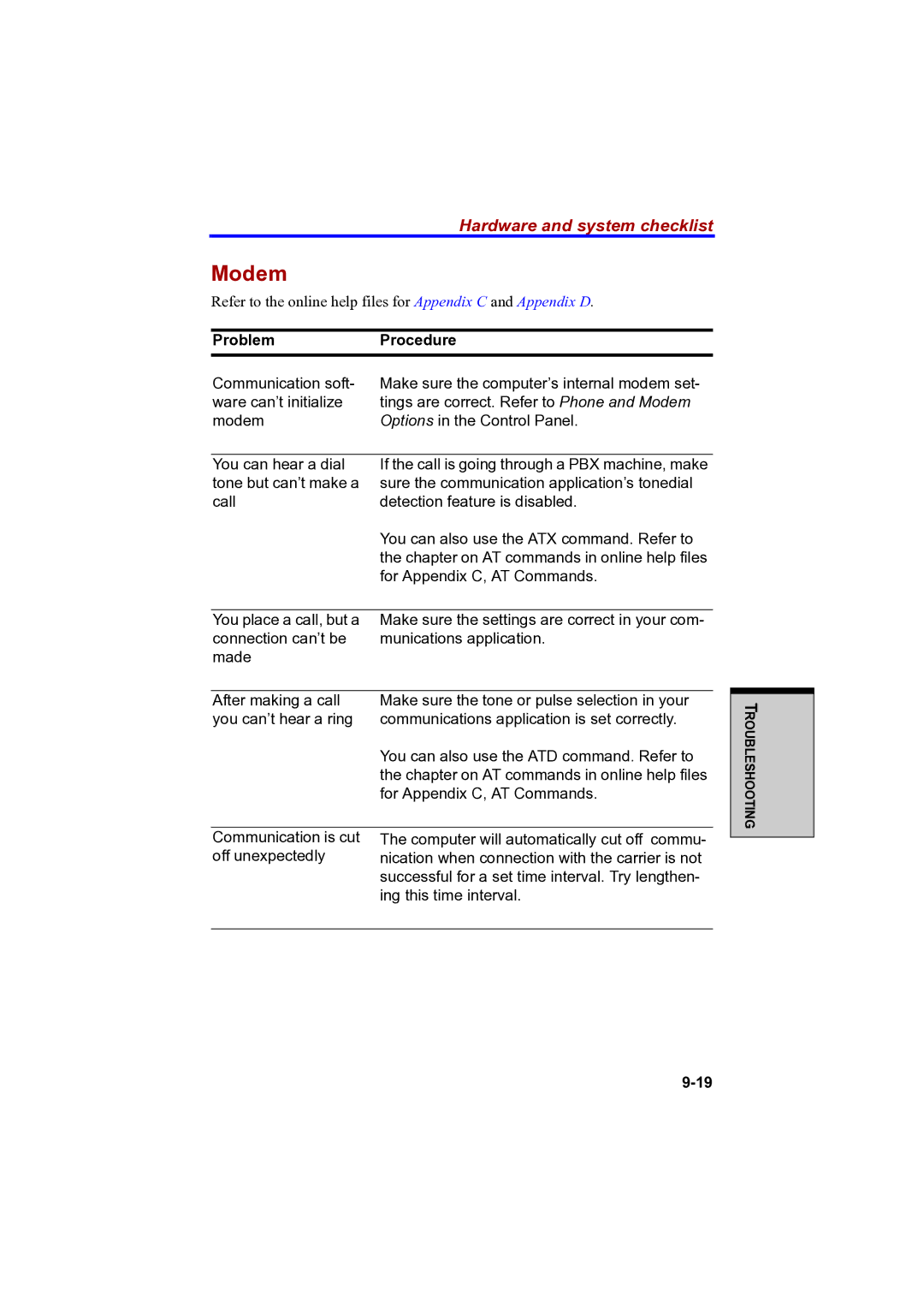 Toshiba A100 user manual Modem 