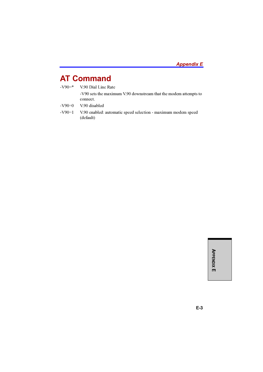 Toshiba A100 user manual AT Command, Appendix E 