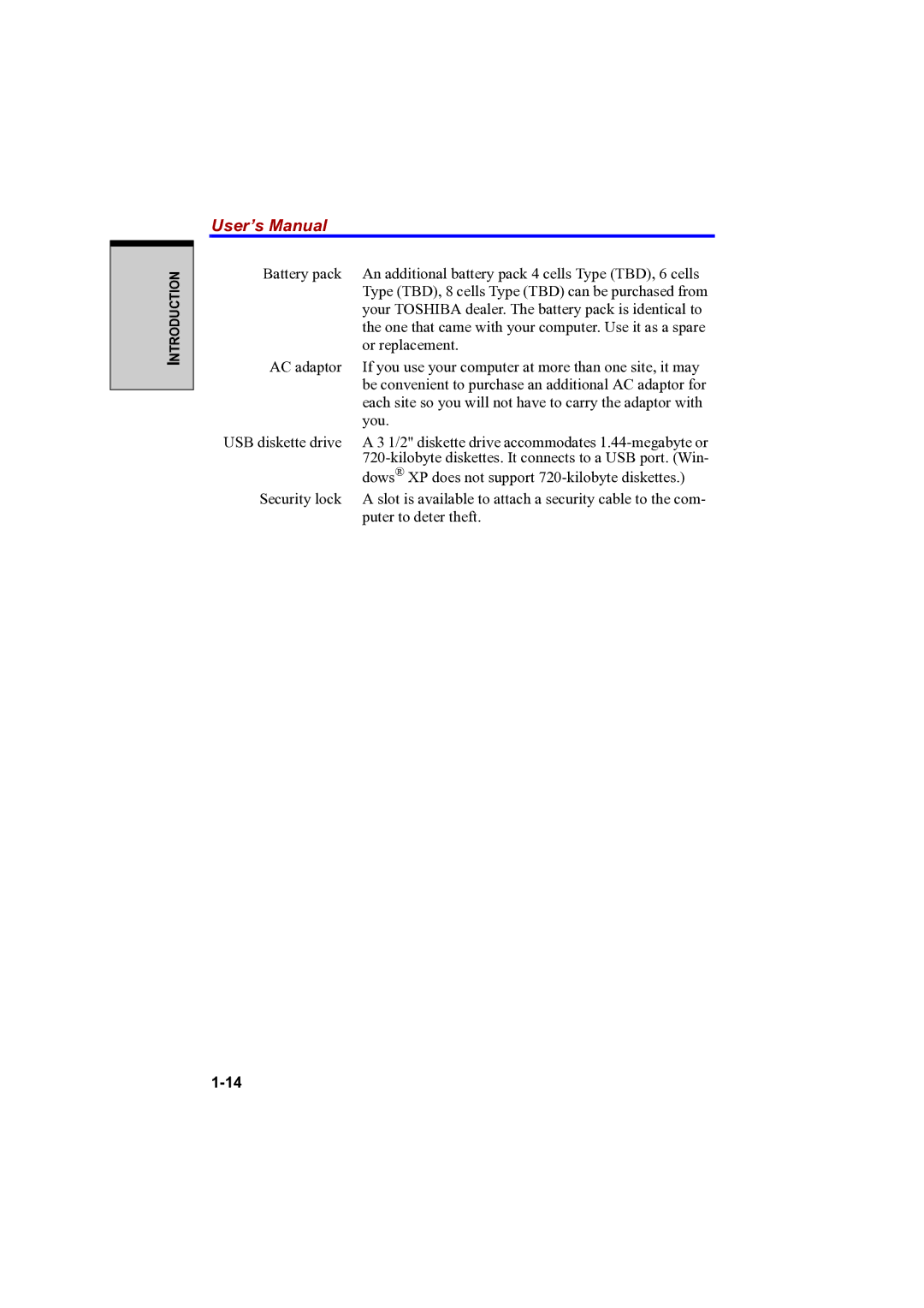 Toshiba A100 user manual User’s Manual 