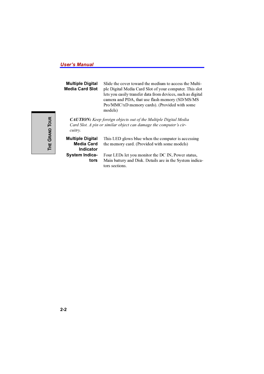 Toshiba A100 user manual Indicator 