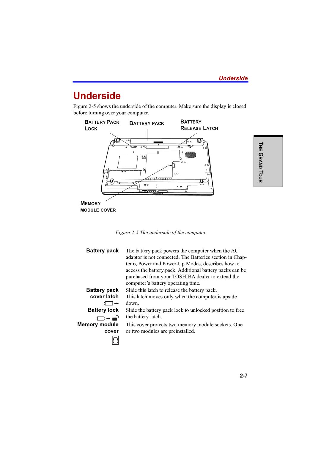 Toshiba A100 user manual Underside 