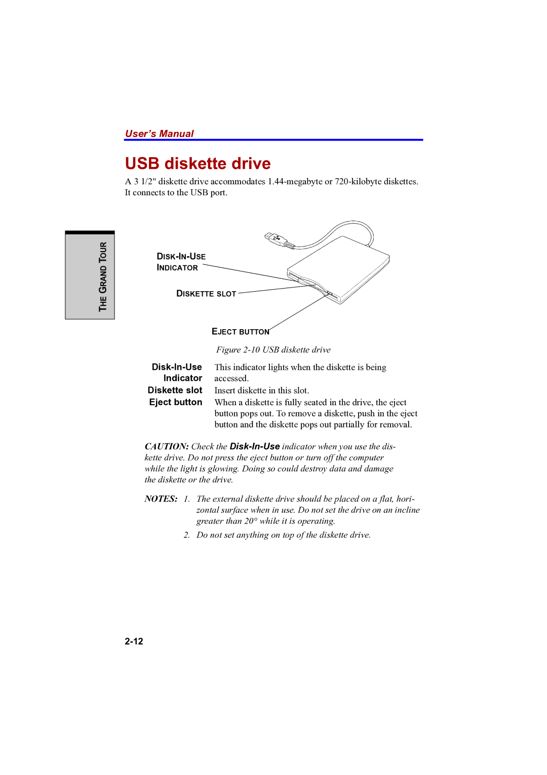 Toshiba A100 user manual USB diskette drive 