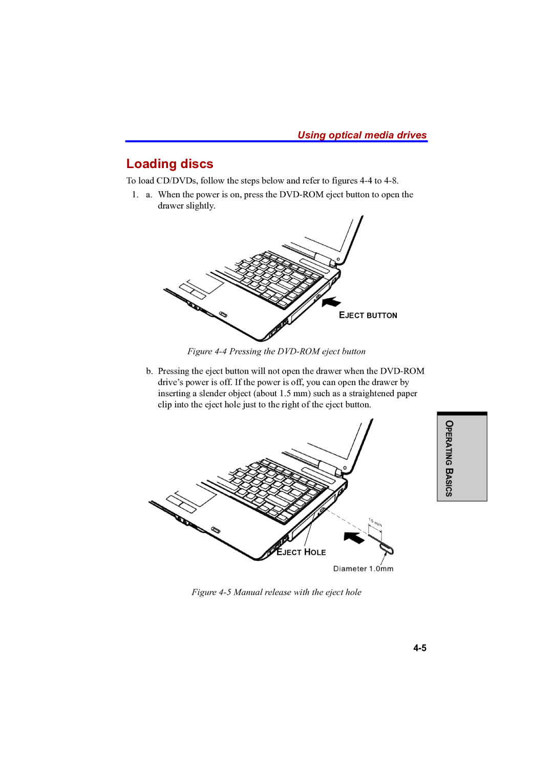 Toshiba A100 user manual Loading discs, Using optical media drives 