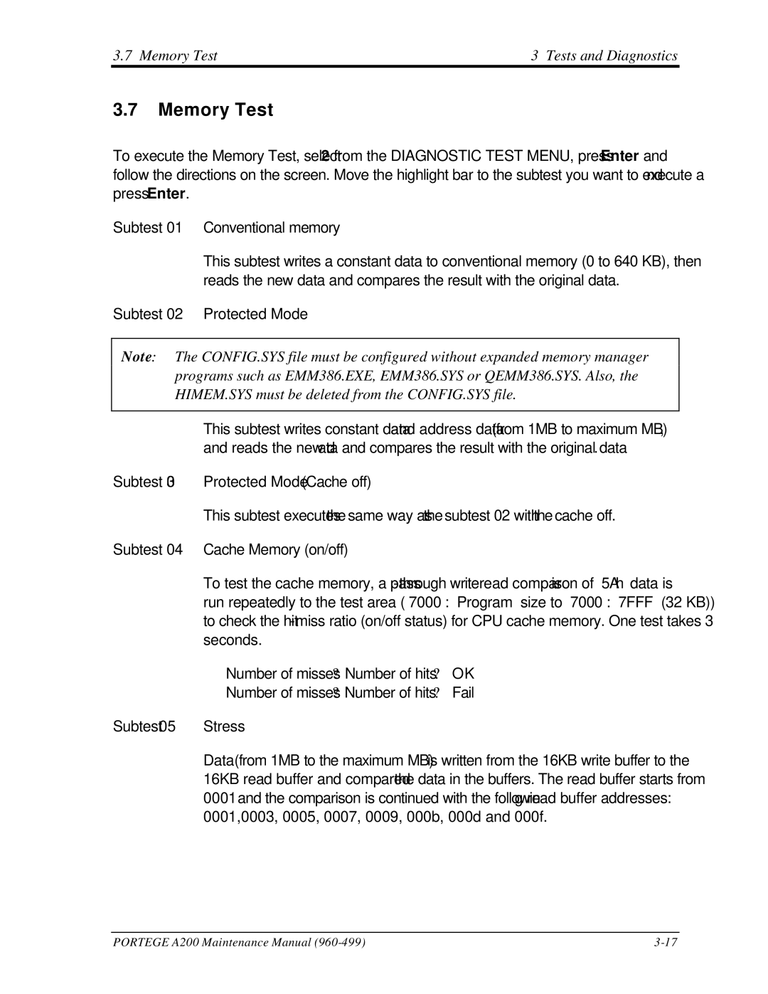 Toshiba A200 manual Memory Test Tests and Diagnostics 