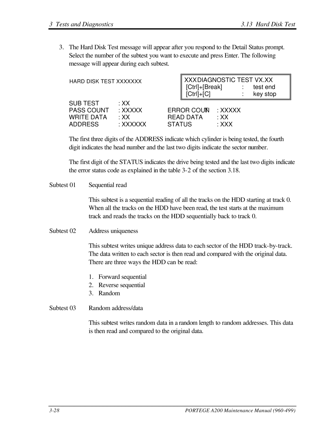 Toshiba A200 manual Tests and Diagnostics Hard Disk Test 