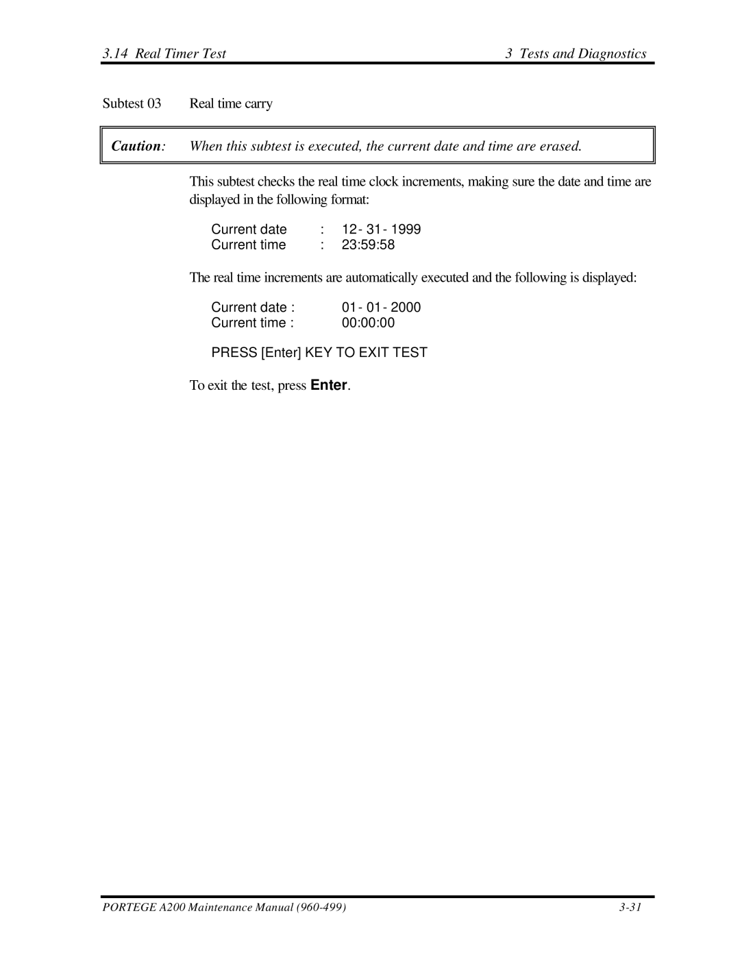 Toshiba A200 manual Current date Current time 