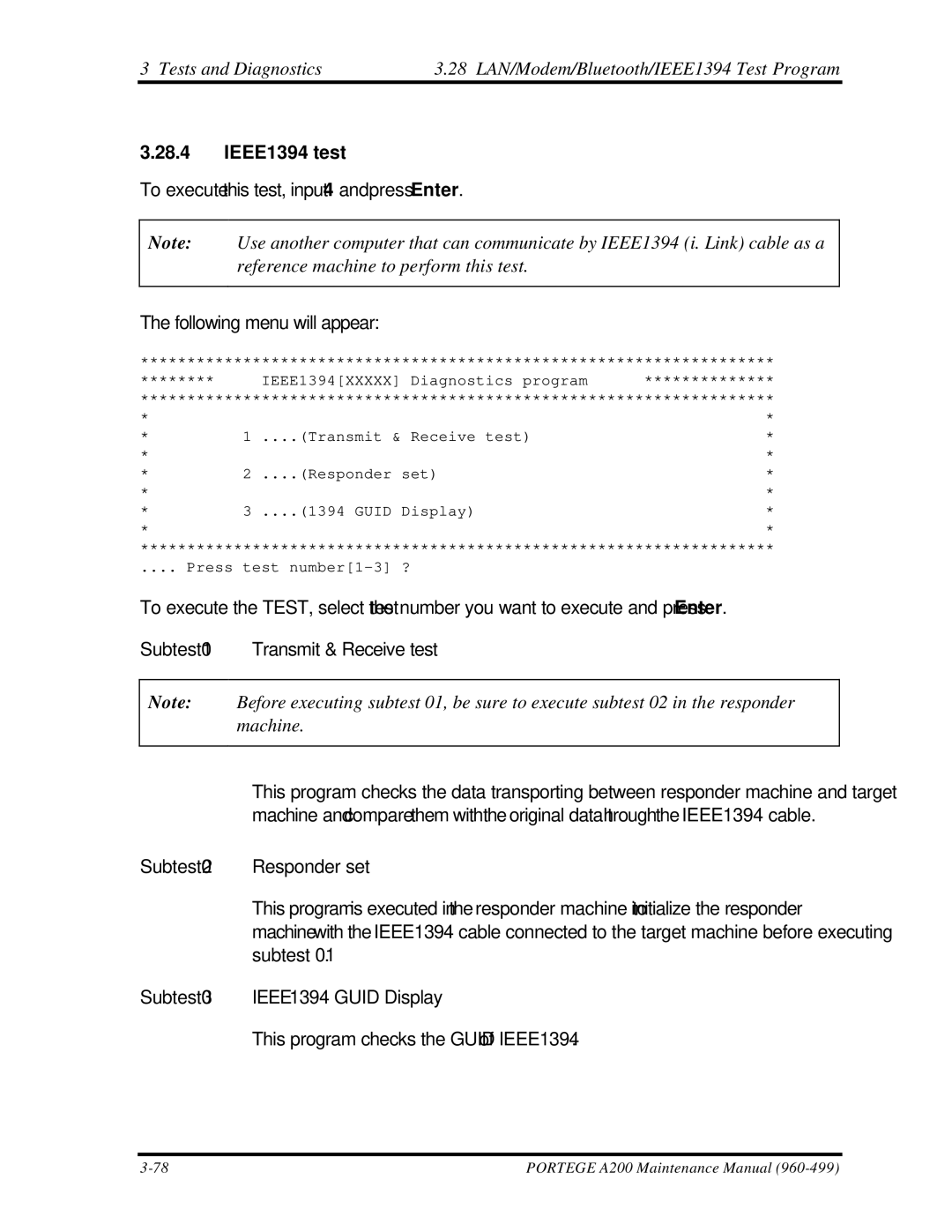 Toshiba A200 manual IEEE1394 test 