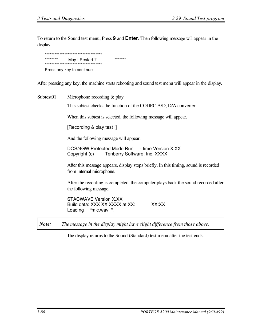 Toshiba A200 manual Tests and Diagnostics Sound Test program 