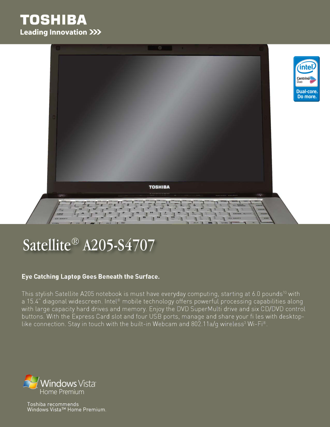 Toshiba manual Satellite A205-S4707 